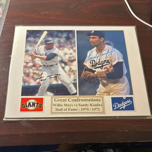 Great Confrontations Willie Mays vs Sandy Koufax Signed Photo - Picture 1 of 1